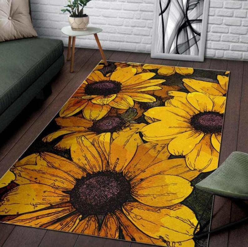 Floor Mat, Small Rug, Thick Carpet, Rectangle Rug, Red And Yellow Rug, –  georgemillerart