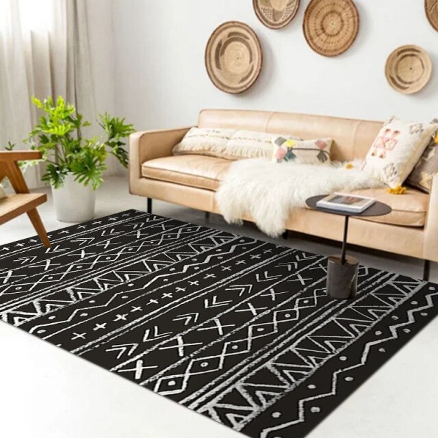 Nordic Minimalist Style Carpets for Living Room Non-slip Cloakroom Mat  Rectangular Flannel Rugs for Bedroom Washable Bedside Rug - AliExpress